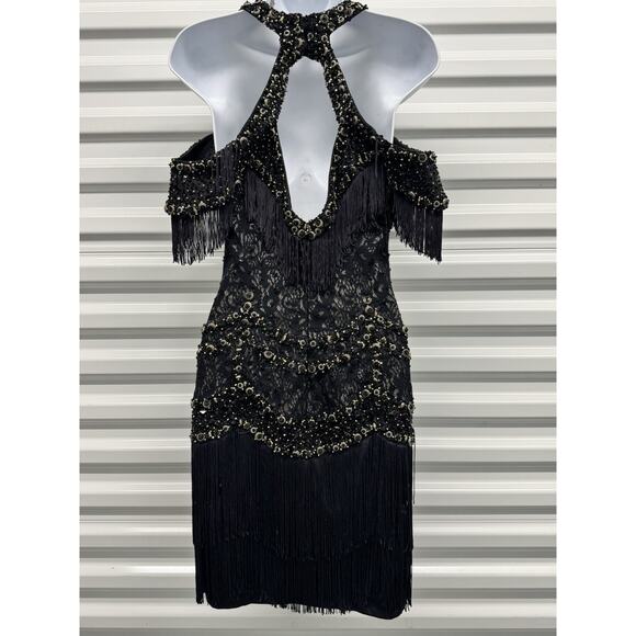 Vintage Mandalay Designs Black Flapper Dress Sequin Size 6 - Picture 2 of 10